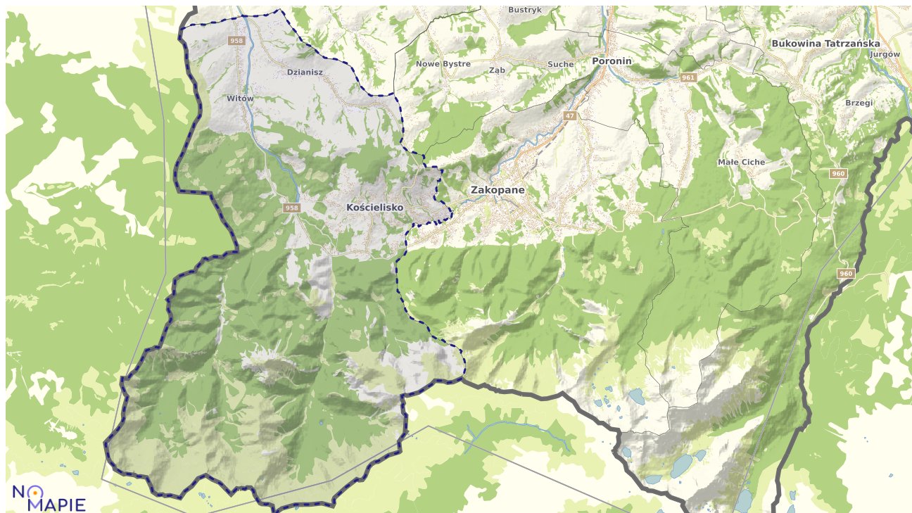 Mapa obszarów ochrony przyrody Kościeliska